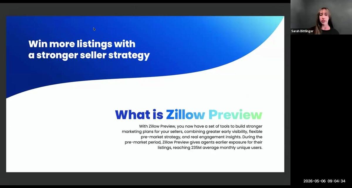 Zillow Preview Training with Sarah Bittlinger (5-6-26)