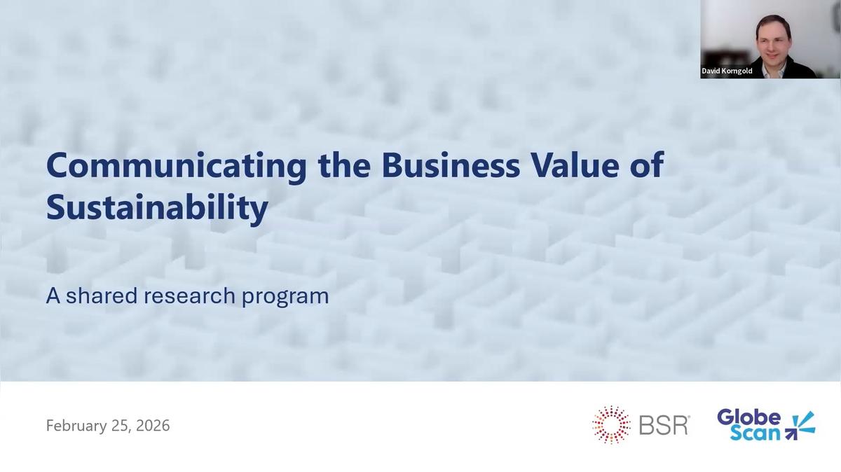Communicating the Business Value of Sustainability / BSR and GlobeScan