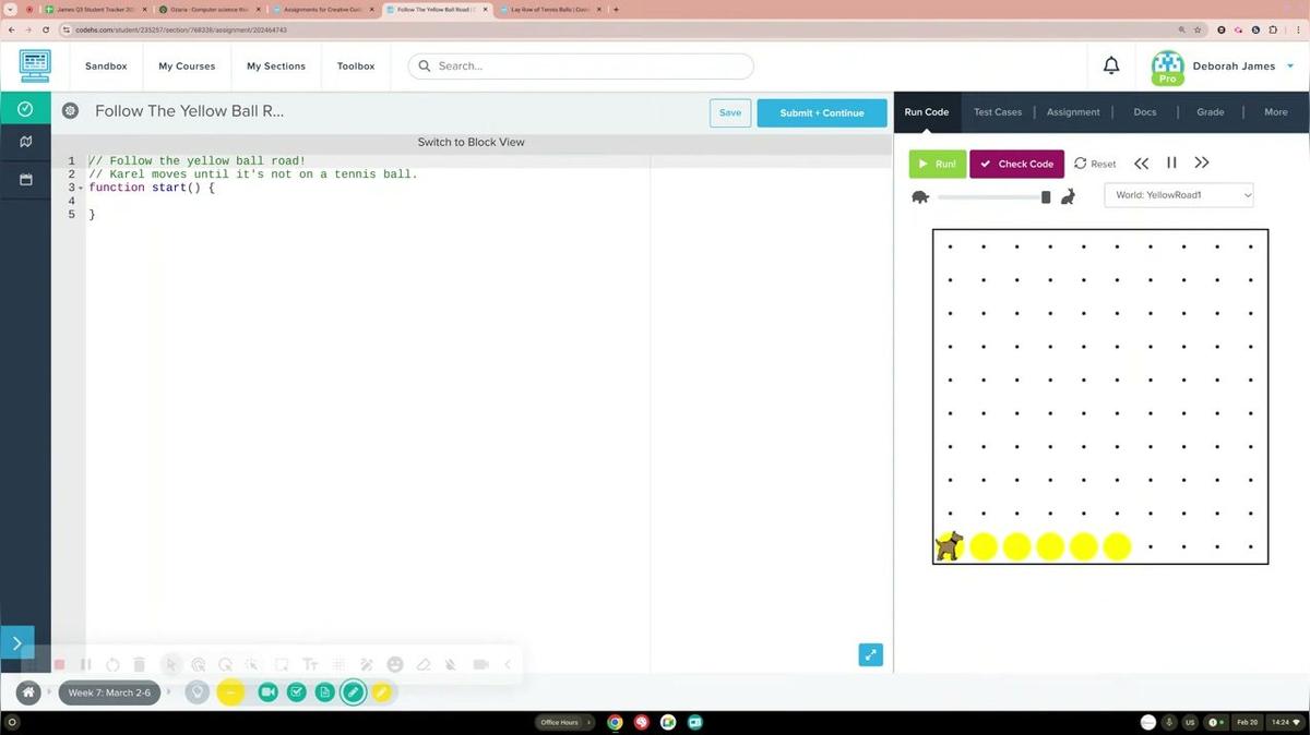 CC Follow the Yellow Ball Road and Lay Row of Tennis Balls