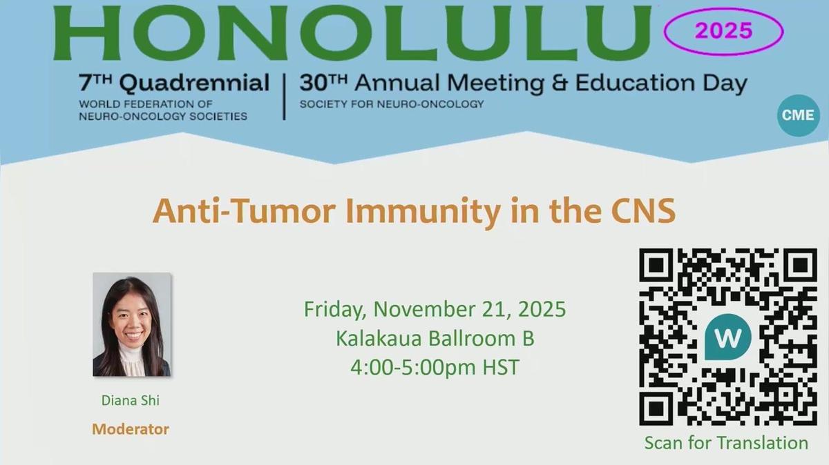 Anti-Tumor Immunity in the CNS - 16.00-17.00