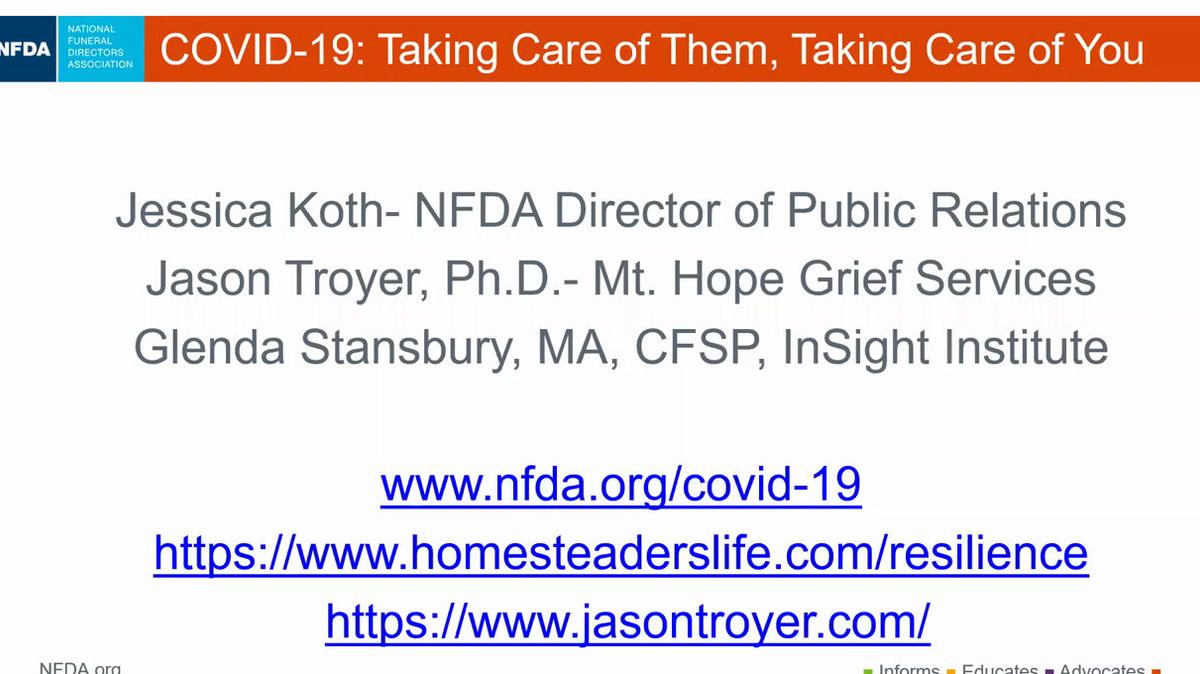 NFDA: Taking Care of Them, Taking Care of You