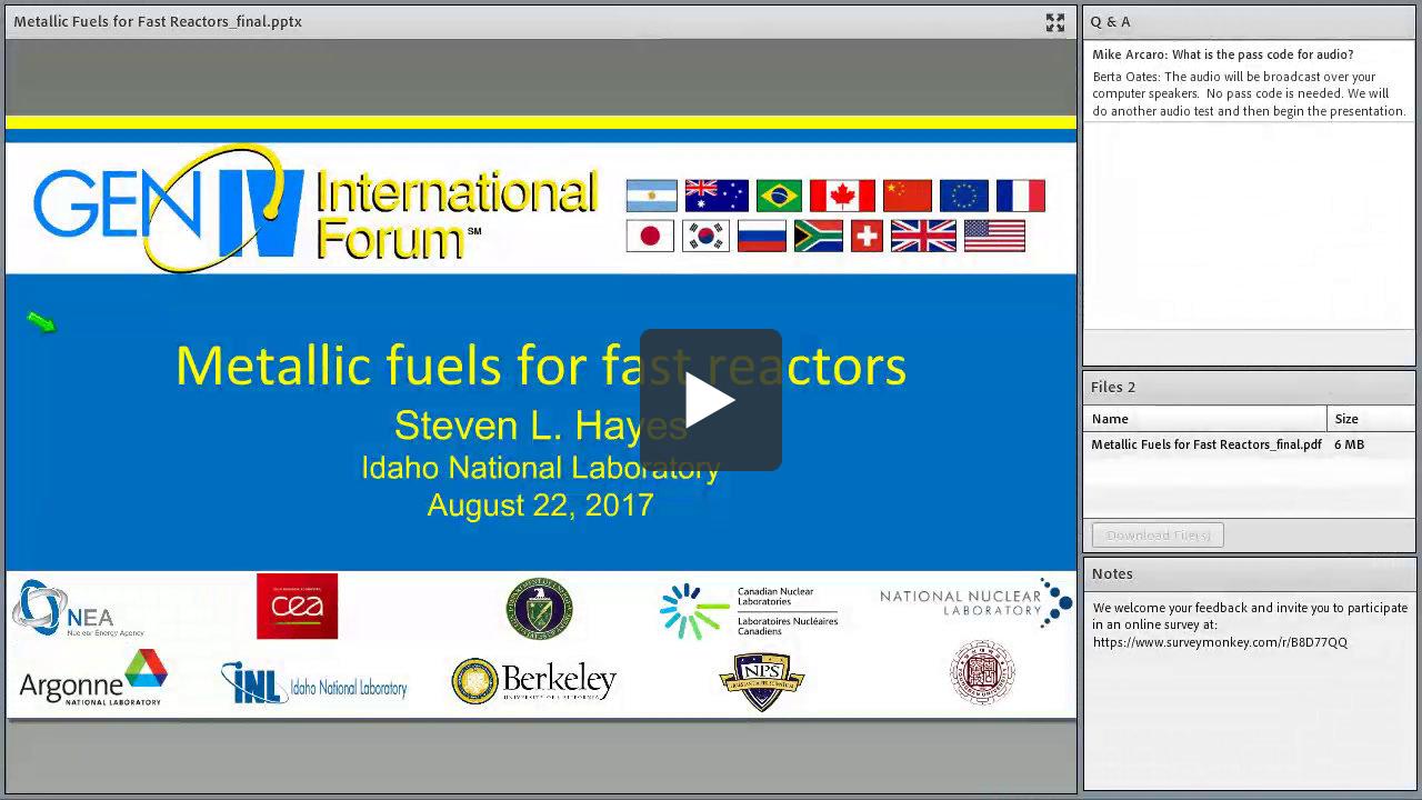 Metallic Fuels for Fast Reactors | Foodshield