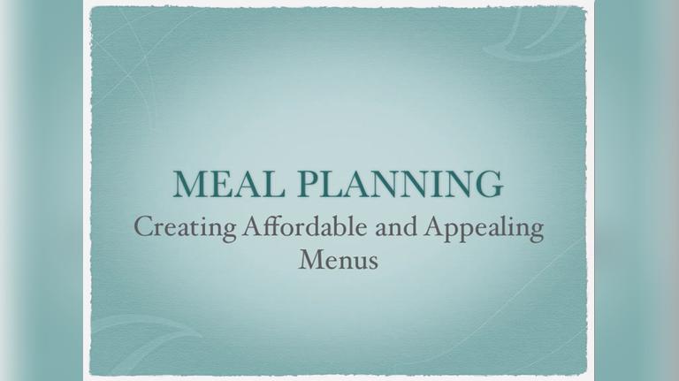 Nutrition Training - 18 - Meal Planning (1/3)