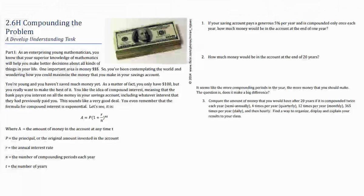 Secondary Math III 2.6 Task Intoduction Compounding Interest.mp4