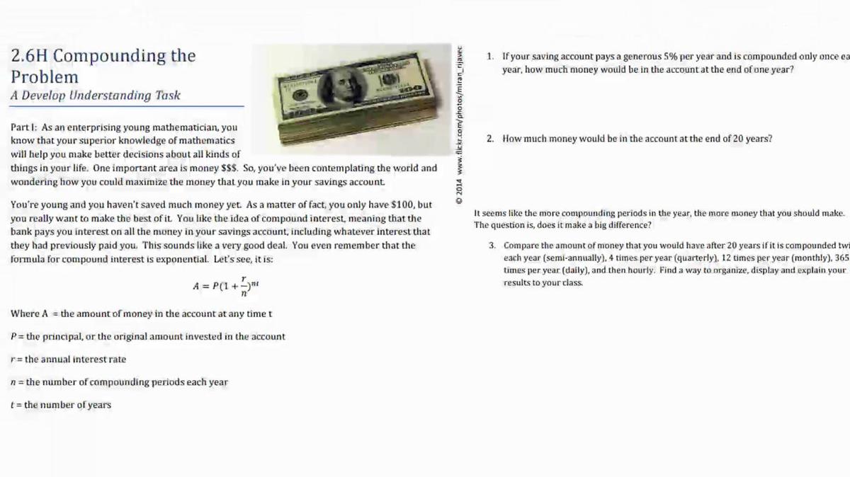 Secondary Math III 2.6 Task Intoduction Compounding Interest.mp4