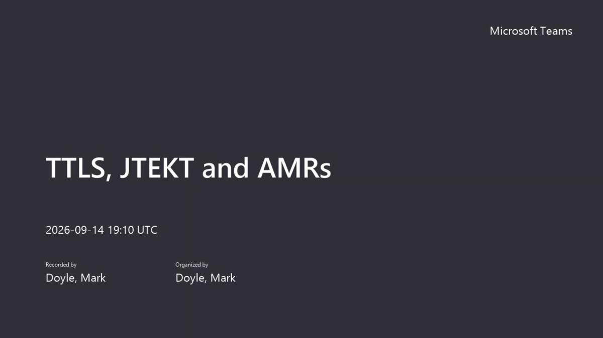 TTLS, JTEKT and AMRs