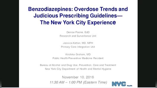 Benzodiazepines: Overdose Trends and Judicious Prescribing Guidelines - The New York City Experience