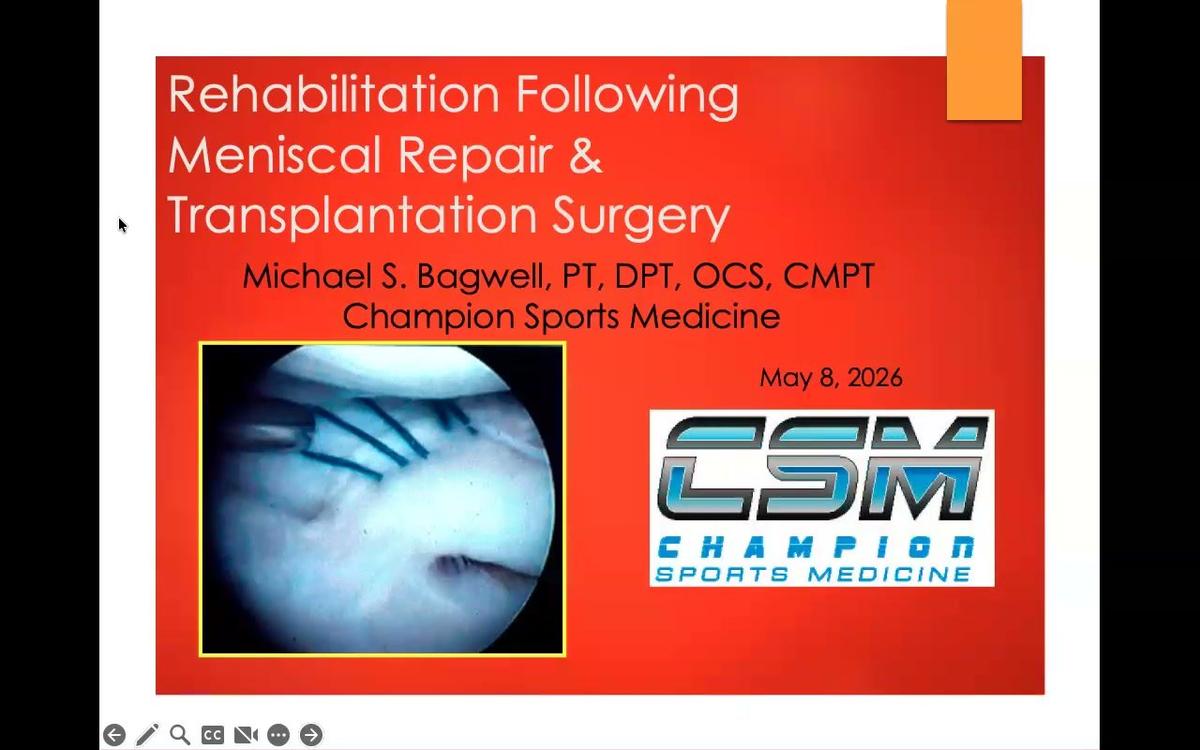 Rehab Following Meniscus Repair &amp; Transplantation