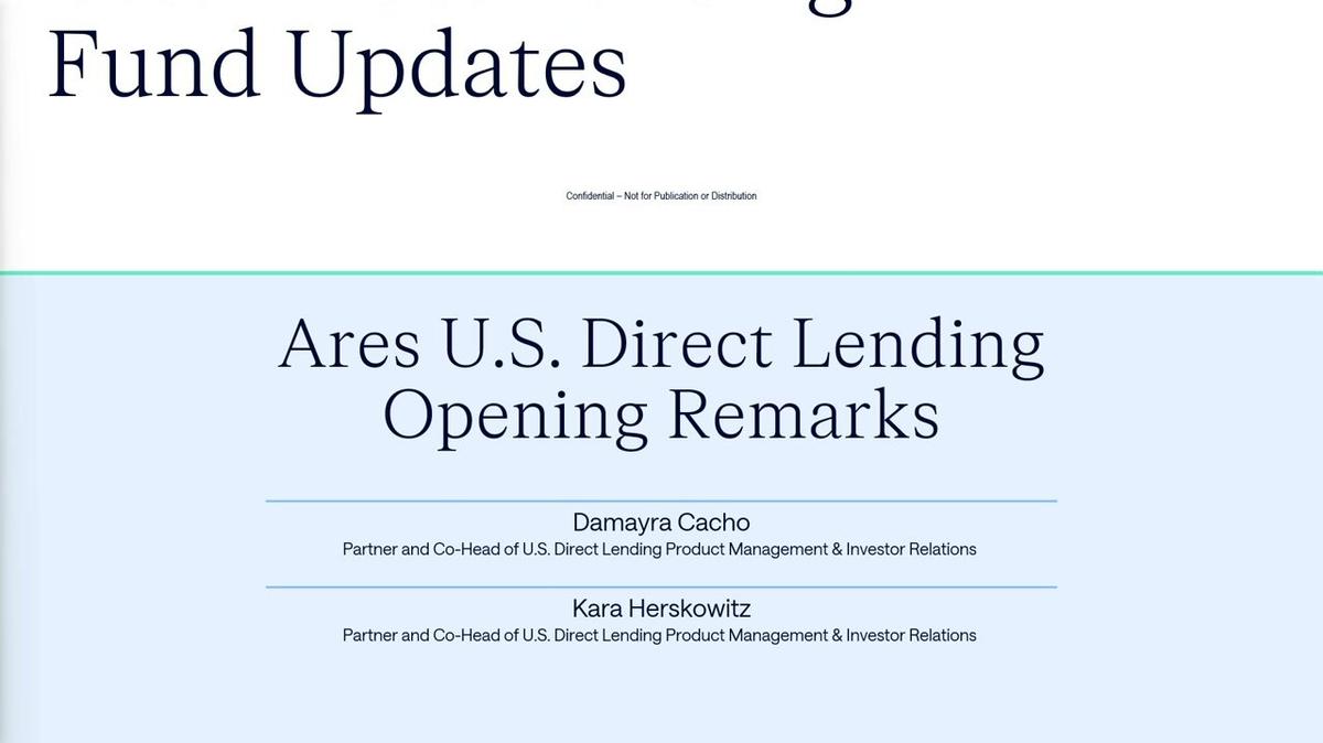 Ares US Direct Lending Fund Update 2026
