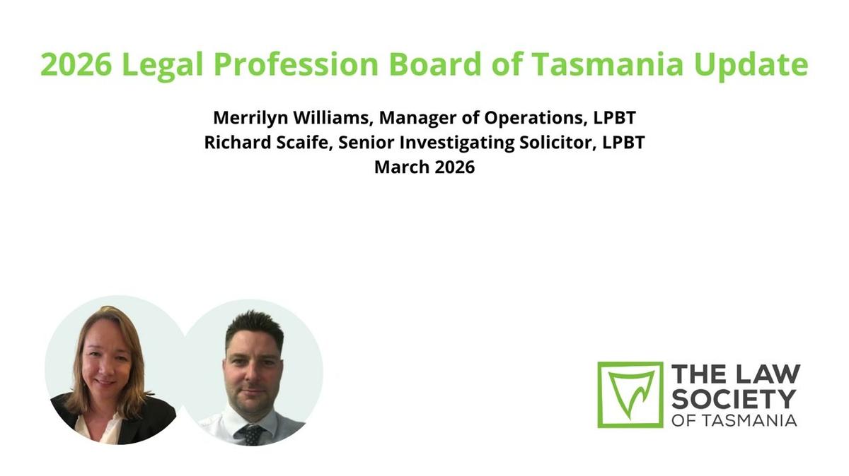 2026 Legal Profession Board of Tasmania Update