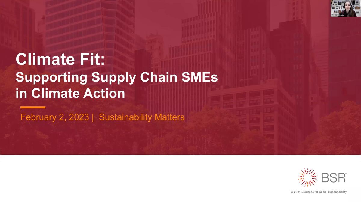 Climate Fit: Supporting Supply Chain SMEs in Climate Action