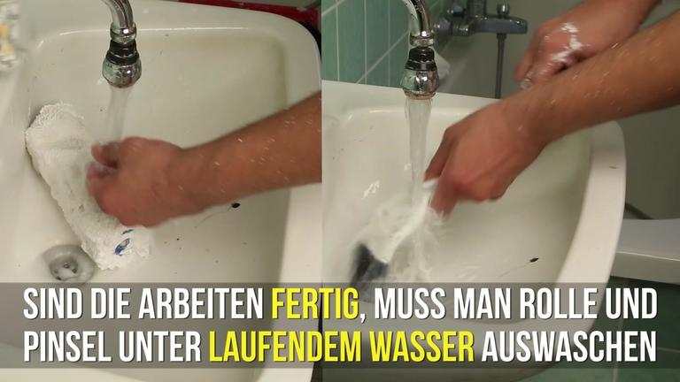 Rollen, Pinsel und Farbe richtig aufbewahren