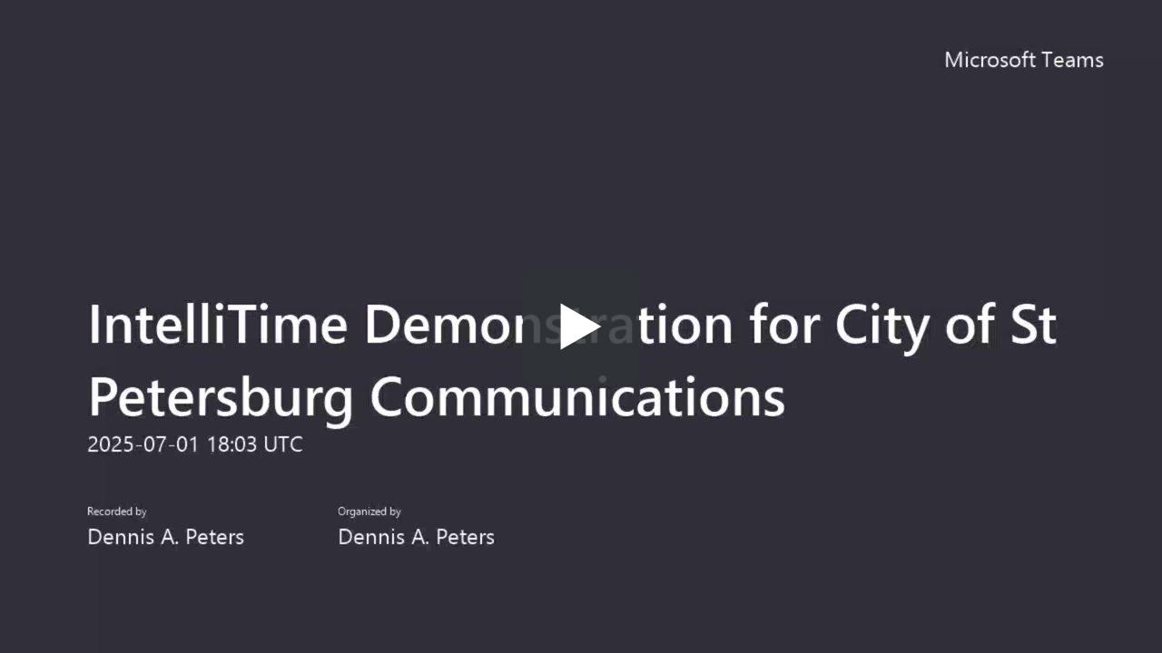 IntelliTime Demonstration for City of St Petersburg Communications ...