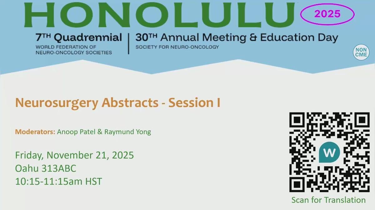 Neurosurgery Abstracts - Session I - 10.15-11.15