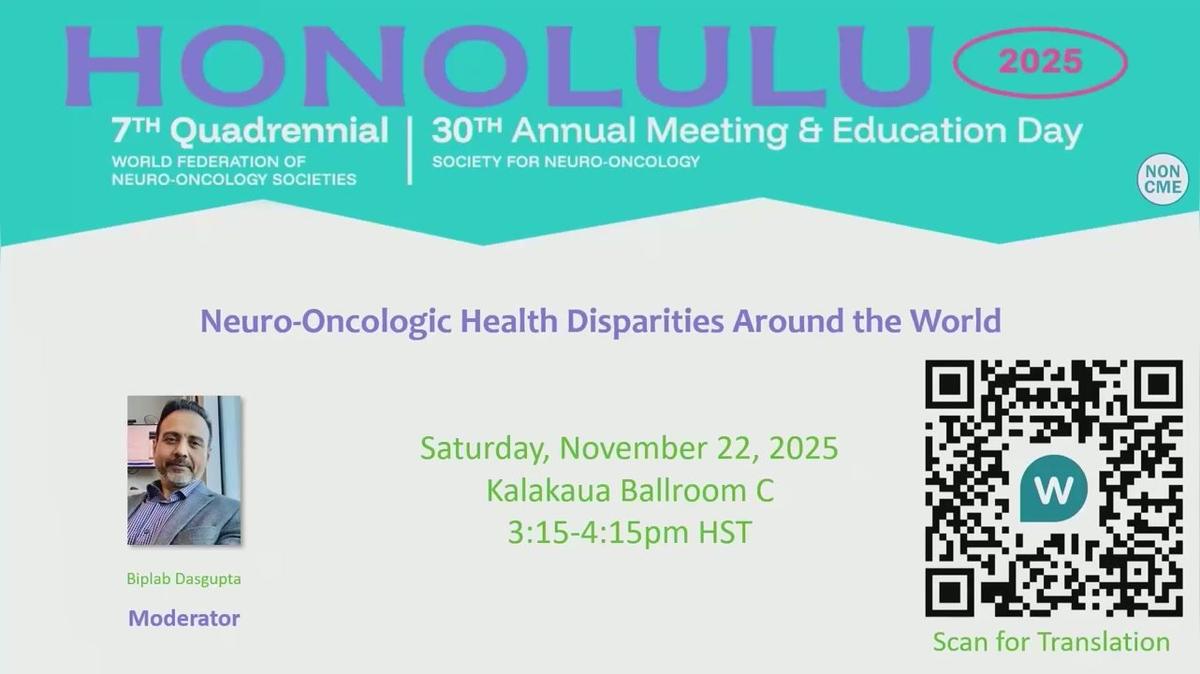 Neuro-Oncologic Health Disparities Around the World - 15.15-16.15