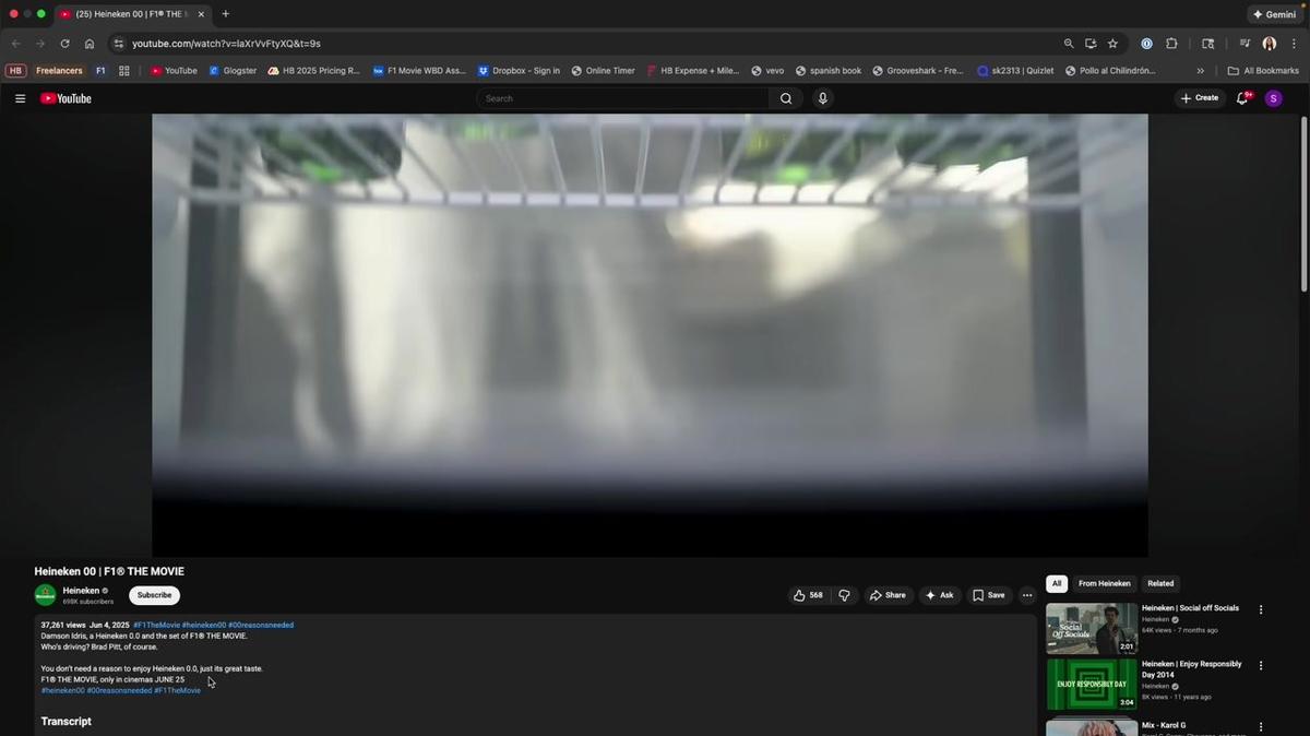 Heinekin 0.0 F1 the Movie Co-Promo Ad