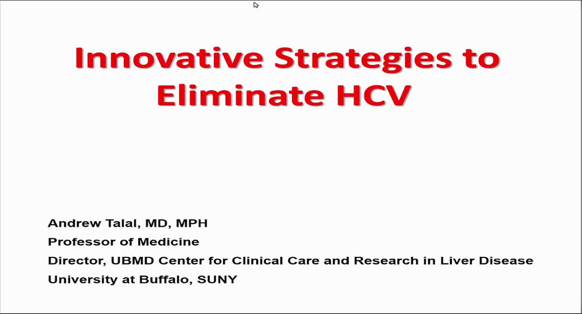 Innovative Strategies to Eliminate HCV