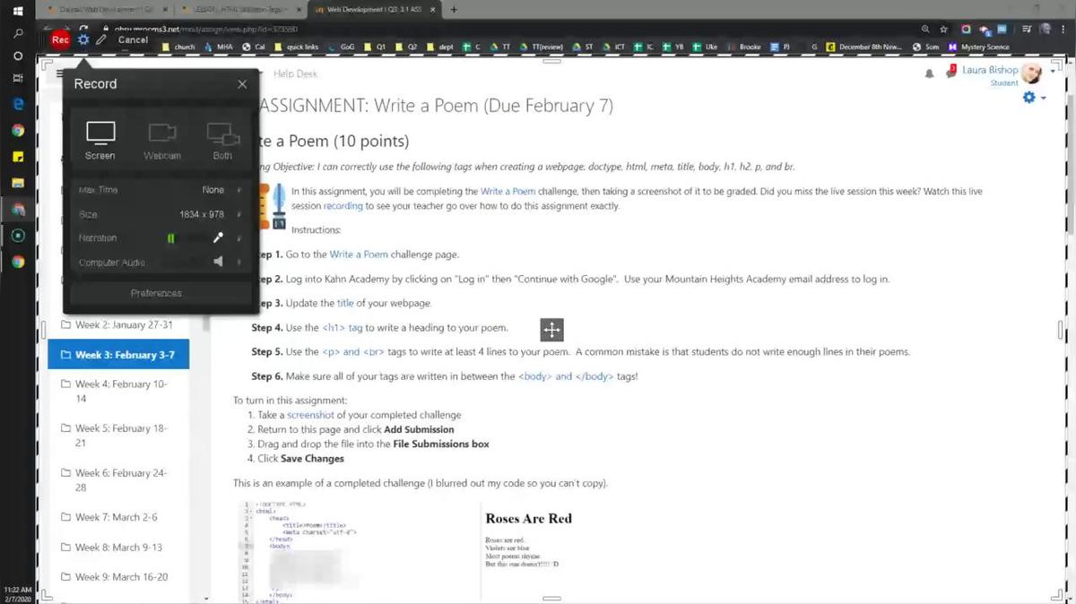 Write a Poem Challenge Blackboard Recording