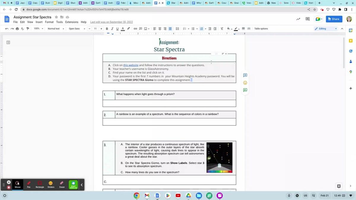 Spectra assignment tips_ Astronomy