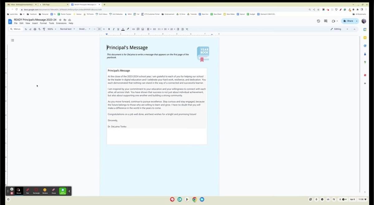Yearbook: Principal’s Message