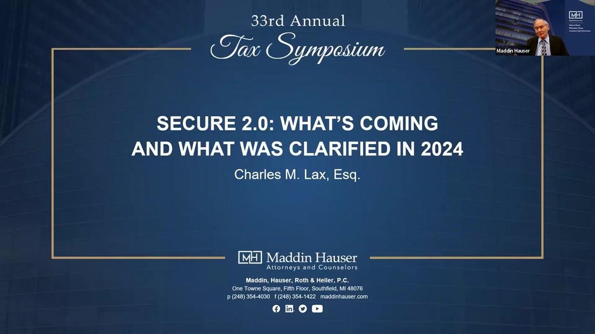 33rd Tax Symposium: Charles Lax