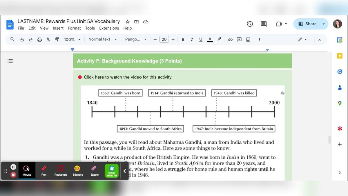 Rewards Plus Unit 5A - Activity F