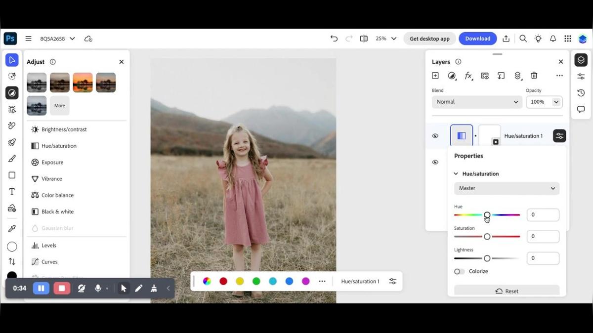 Photoshop on the Web: Hue and Saturation