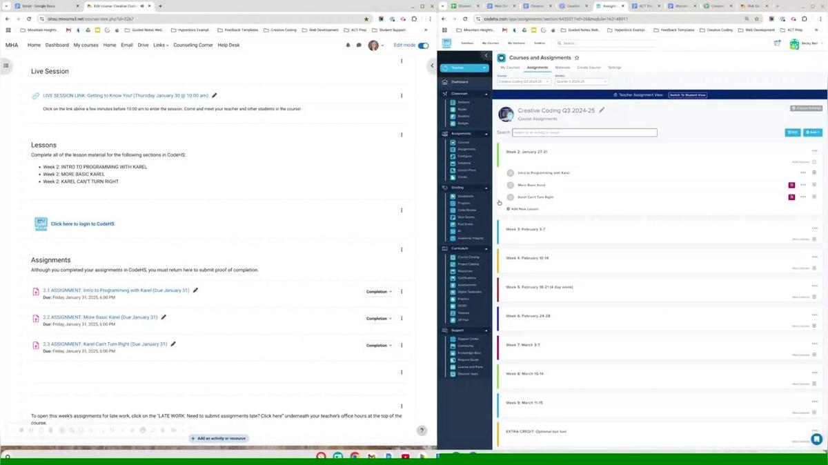 Updating Assignment Links in CodeHS for Creative Coding