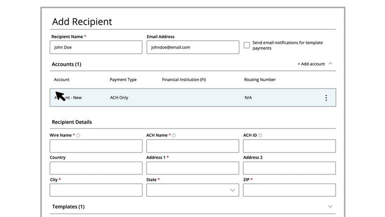 Recipients Setup - ACH Only