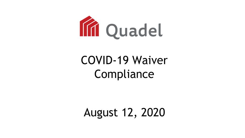 COVID-19 Waiver Compliance