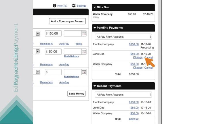 Editing or Cancelling a Pending Payment