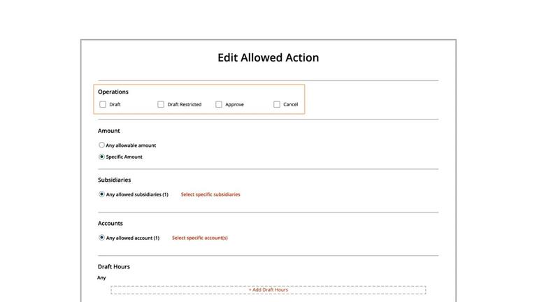 Allowed Actions: Operations