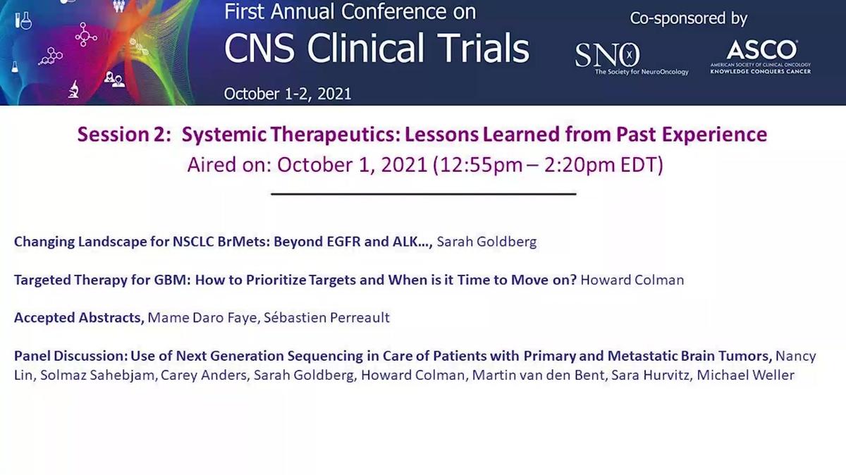 B_Fri, Oct 1 - Session 2 - First Annual Conference on CNS Clinical Trials