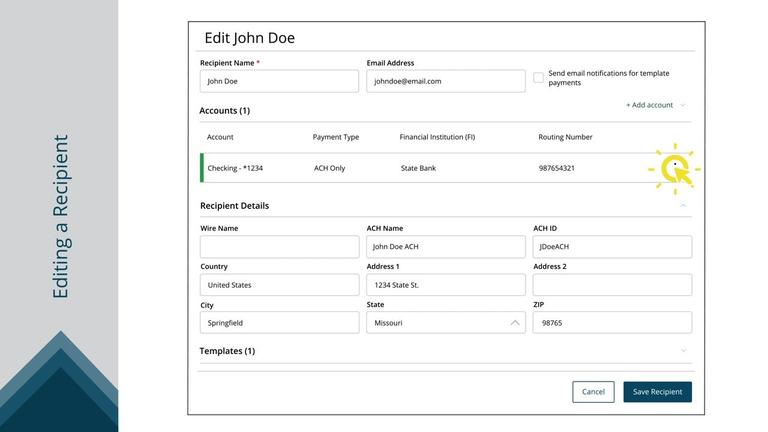 Editing or Deleting a Recipient