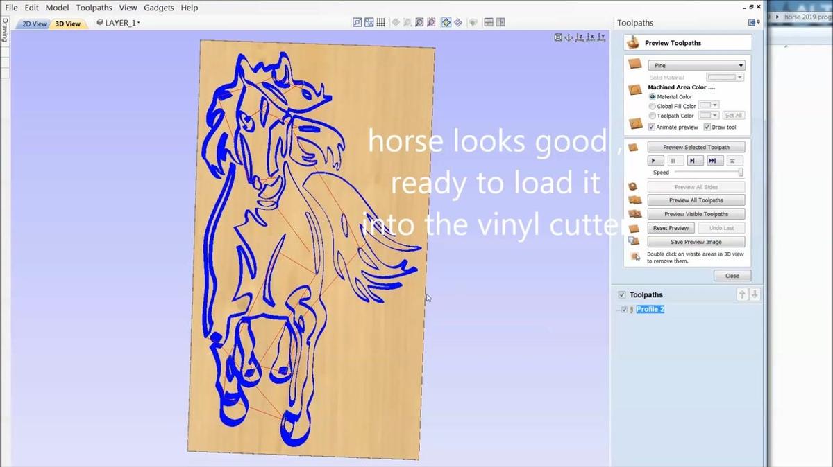 tracing out a horse picture  and cutting it in vinyl
