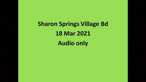 Sharon Springs Village Bd -- 18 Mar 2021