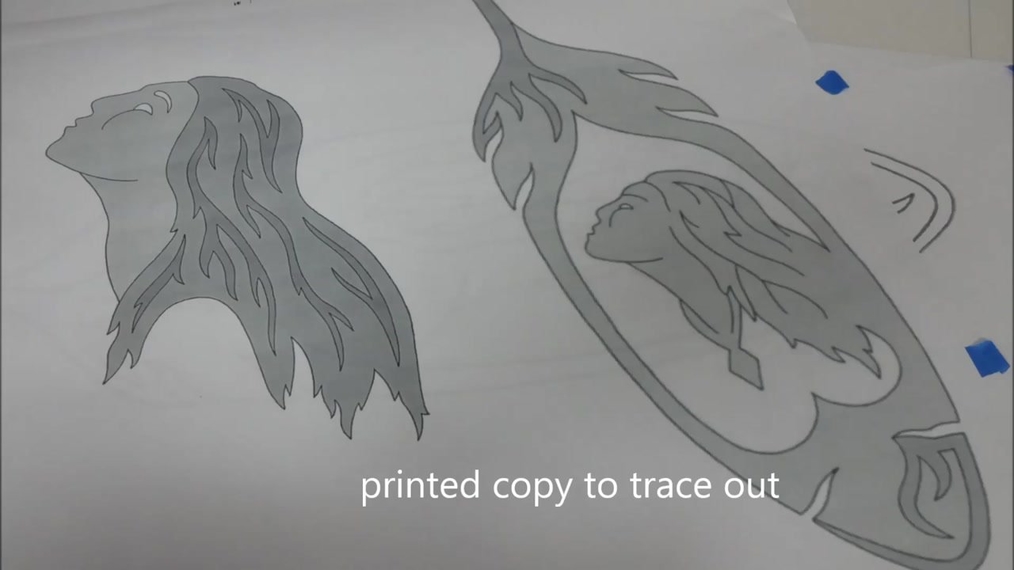 tracing  a diagram for feather  art