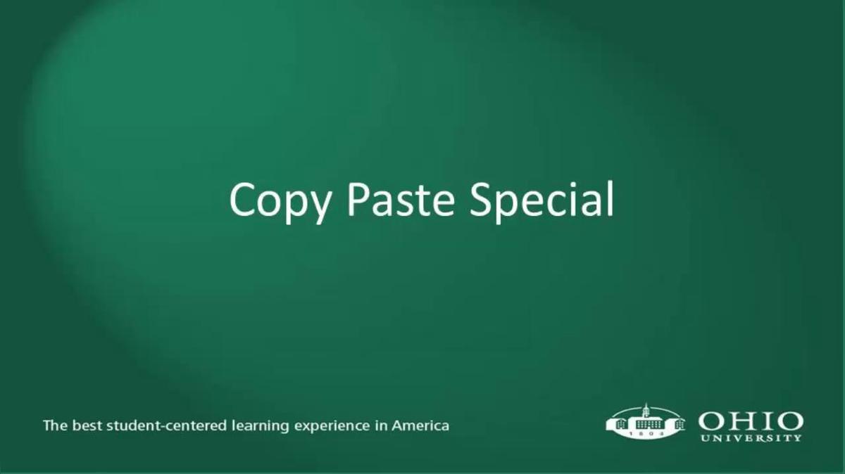 Module 09: Copy Paste Special