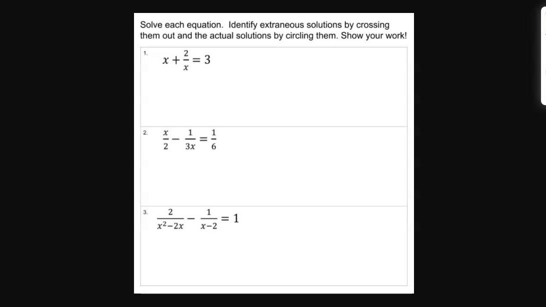 Homework Help Solving With Rational Expressions SMIII