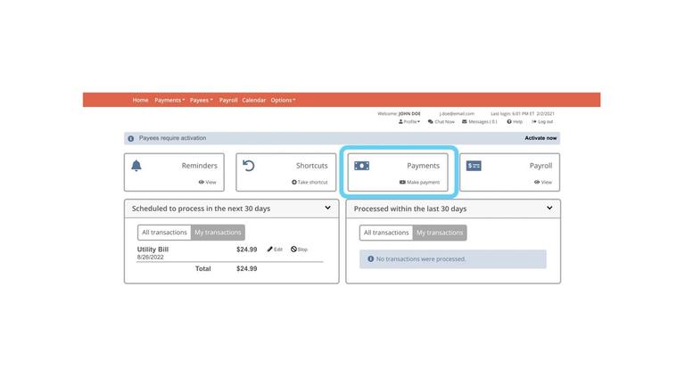Bill Pay Navigation