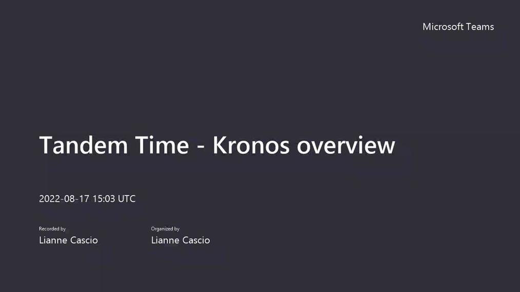 08172022_Systal Technology: Tandem Time - Kronos
