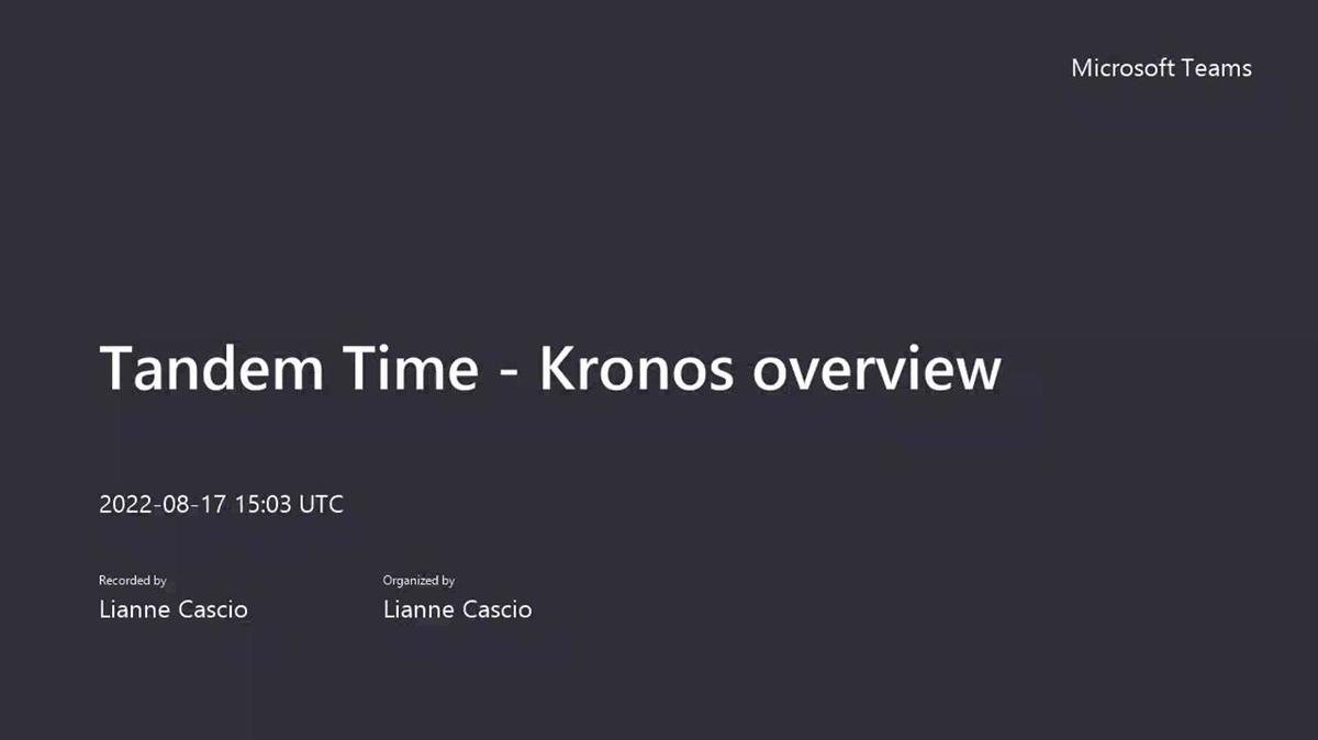 08172022_Systal Technology: Tandem Time - Kronos