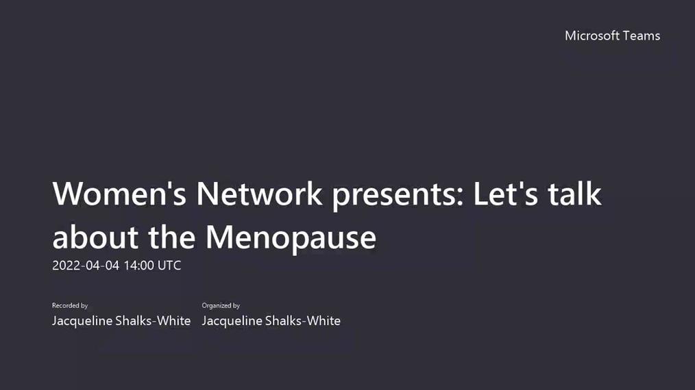Women's Network presents 'Let's talk about the Menopause'