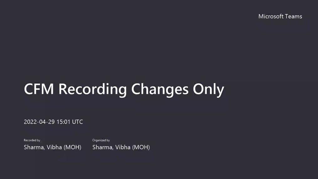 CFM Changes Only Training Recording