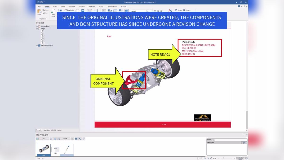 Pages3D allows design changes to be properly inherited within brochures and assembly instructions.
