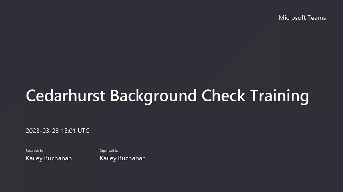 Cedarhurst Background Check Training 2023