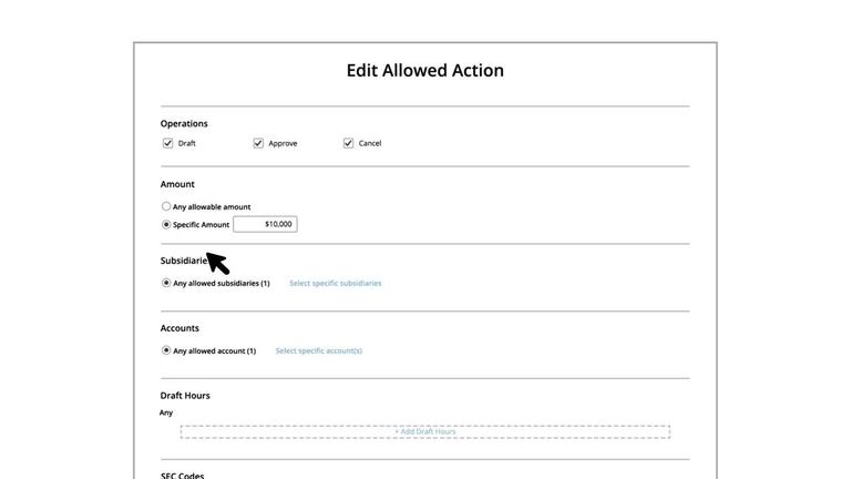 Allowed Actions - Draft Amount