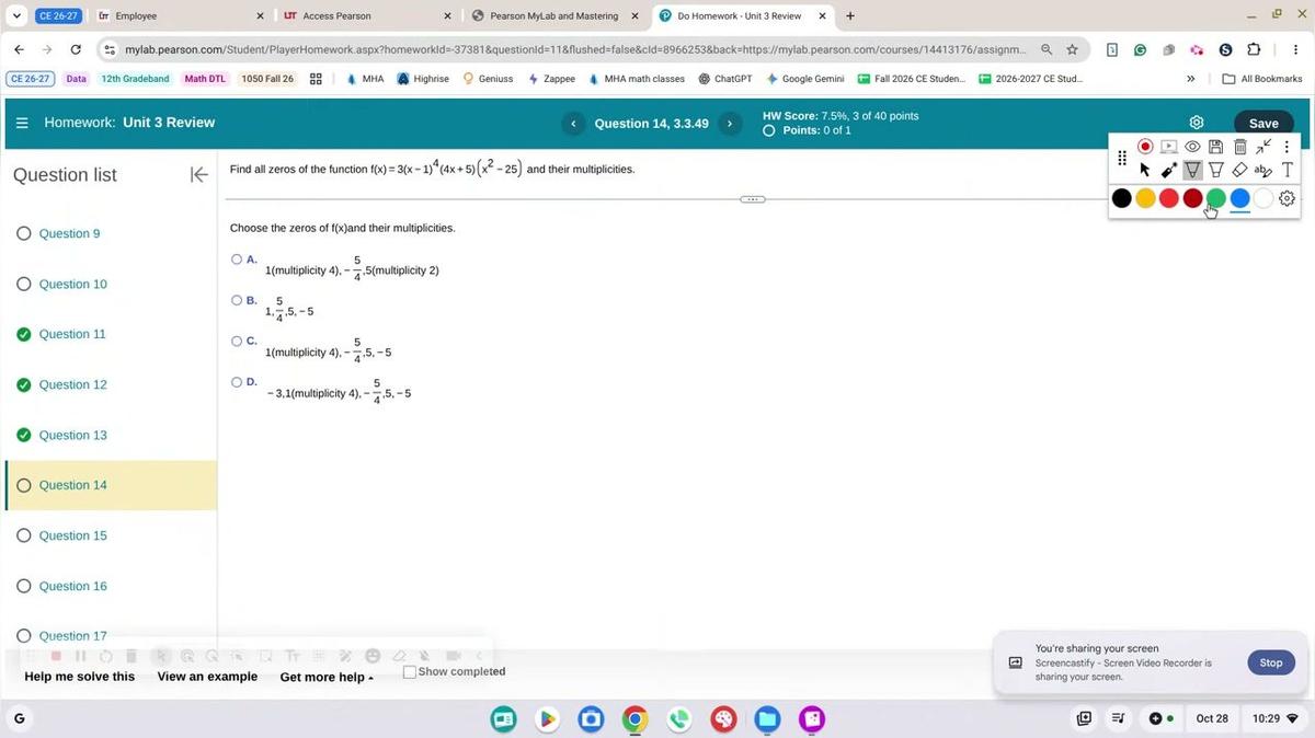 Math 1050 Test Reveiw #3 14