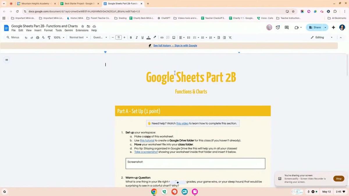 Google Sheets Part 2B - Set Up