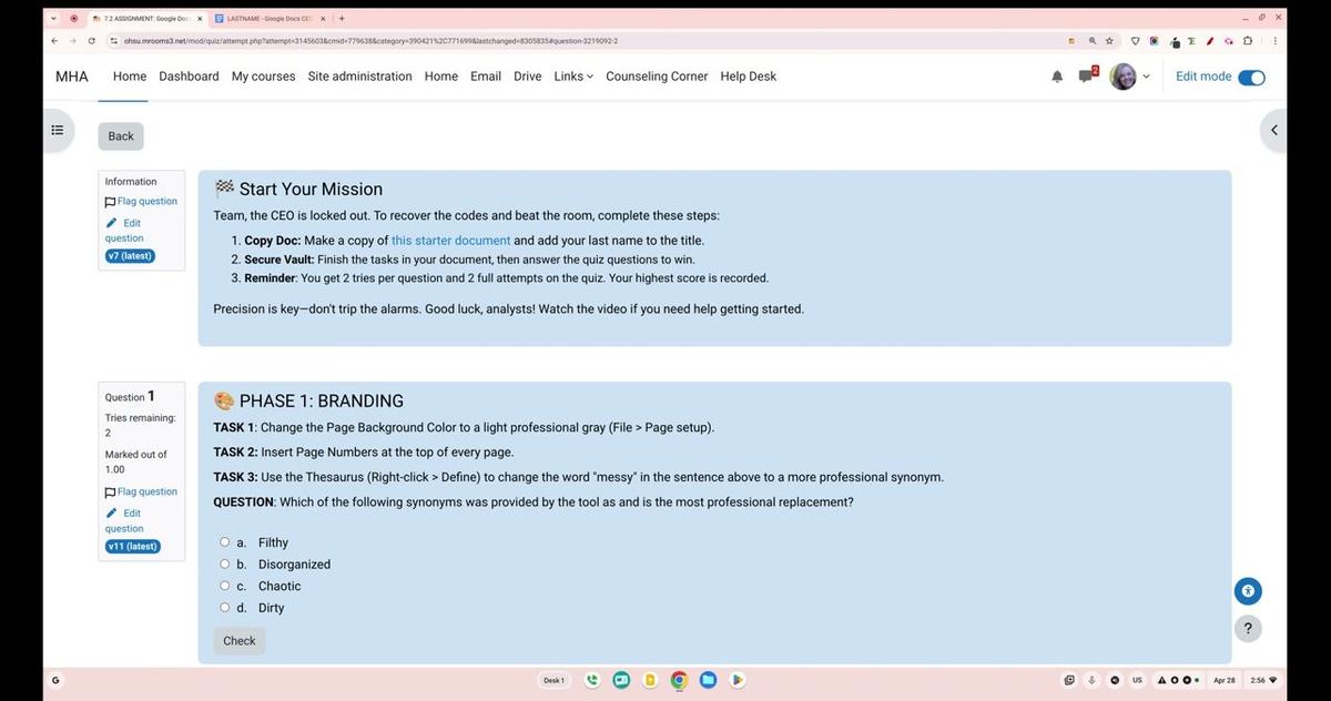 Google Docs CEO Escape Room - Overview